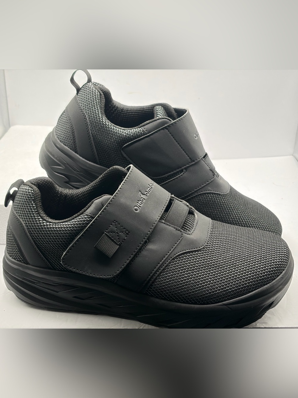 OrthoComfoot Mens Walking Shoes Sz 12 Wide Black Orthopedic Diabetic OFTN17B 46